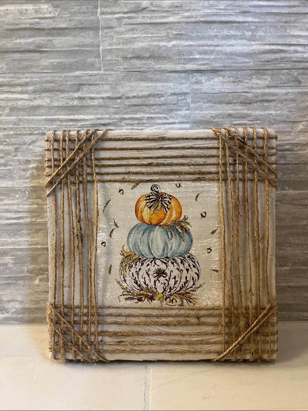 Stacked Pumpkin Wood Table Decor - Autumn